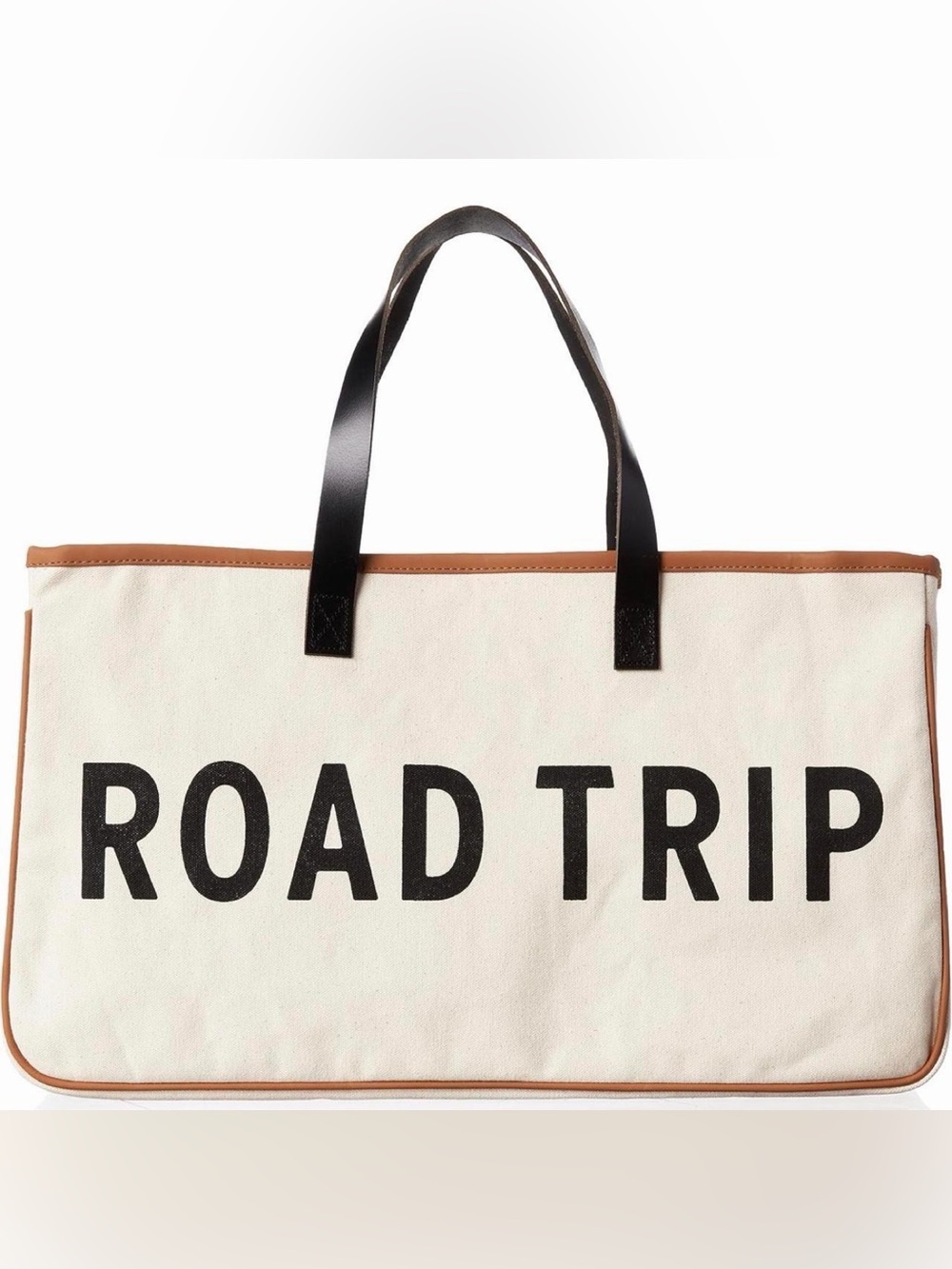 Canvas 'Road Trip' Tote Bag with Black Handles